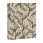 Mid Century Modern Botanical Pattern in Charcoal Gray and Beige Canvas Print Gallery Image 8