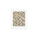 Mid Century Modern Botanical Pattern in Charcoal Gray and Beige Art Print Gallery Image 1