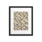 Mid Century Modern Botanical Pattern in Charcoal Gray and Beige Framed Art Print Gallery Image 6