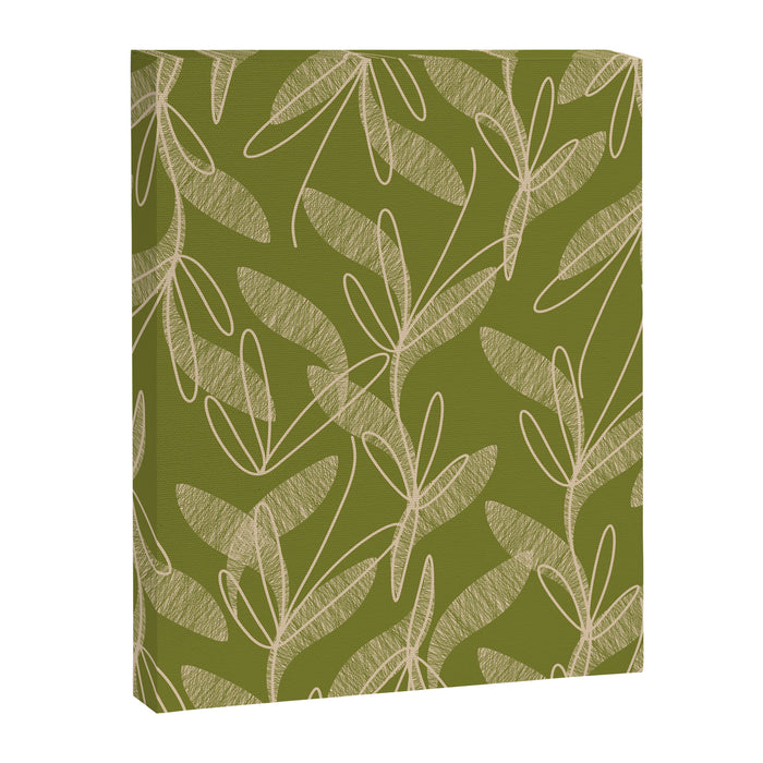 Mid Century Modern Botanical Pattern in Mid Mod Beige and Olive Green Canvas Print Gallery Image 1