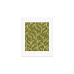Mid Century Modern Botanical Pattern in Mid Mod Beige and Olive Green Art Print Gallery Image 1