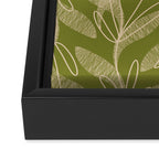 Mid Century Modern Botanical Pattern in Mid Mod Beige and Olive Green Framed Canvas Print Gallery Image 3