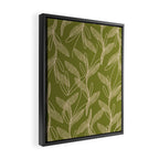 Mid Century Modern Botanical Pattern in Mid Mod Beige and Olive Green Framed Canvas Print Gallery Image 2