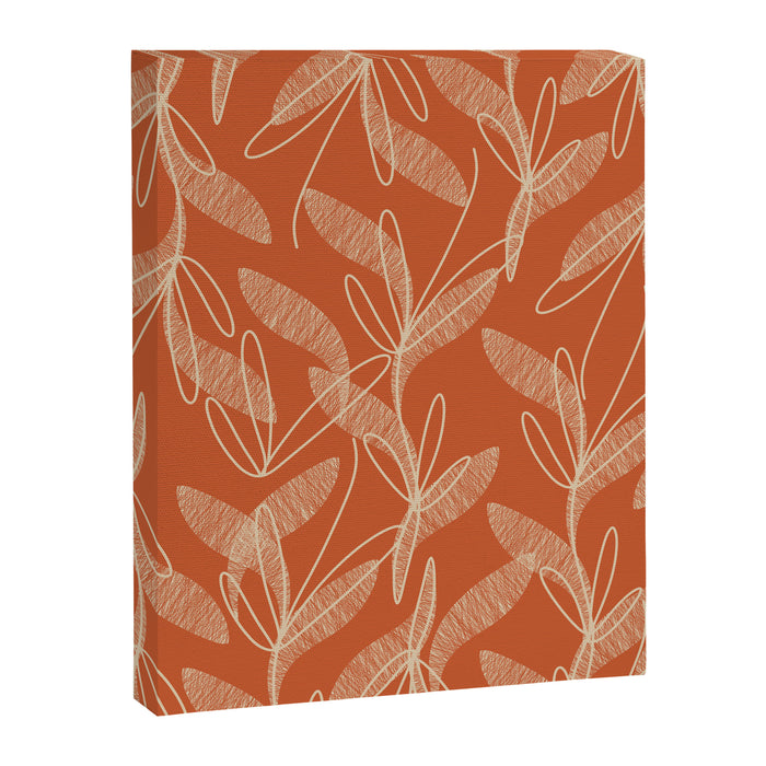 Mid Century Modern Botanical Pattern in Mid Mod Beige and Orange Canvas Print Gallery Image 1