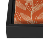 Mid Century Modern Botanical Pattern in Mid Mod Beige and Orange Framed Canvas Print Gallery Image 3