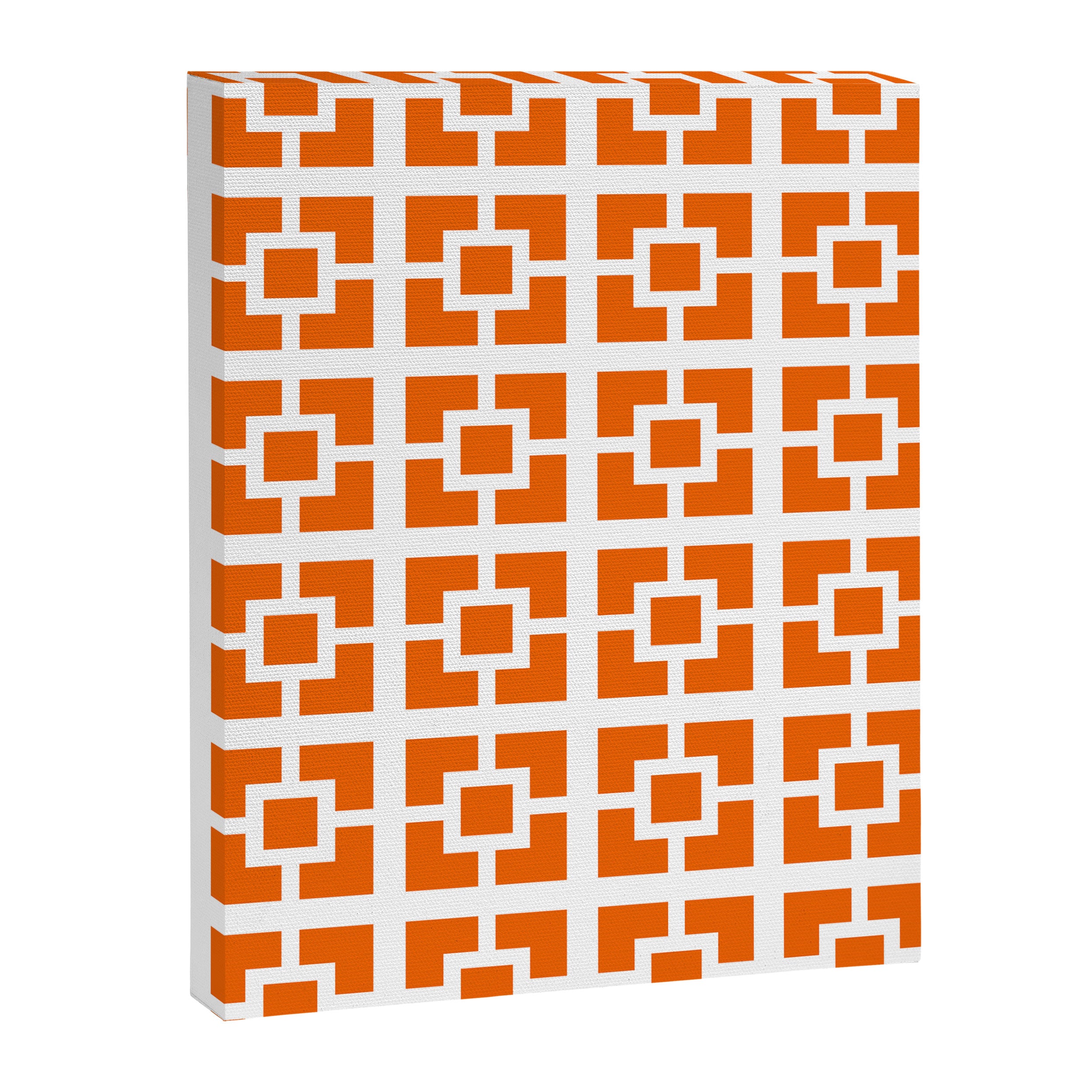 Mid Century Modern Breeze Blocks Orange and White Geometric Pattern Canvas Print Gallery Image 8
