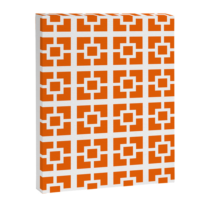 Mid Century Modern Breeze Blocks Orange and White Geometric Pattern Canvas Print Gallery Image 1