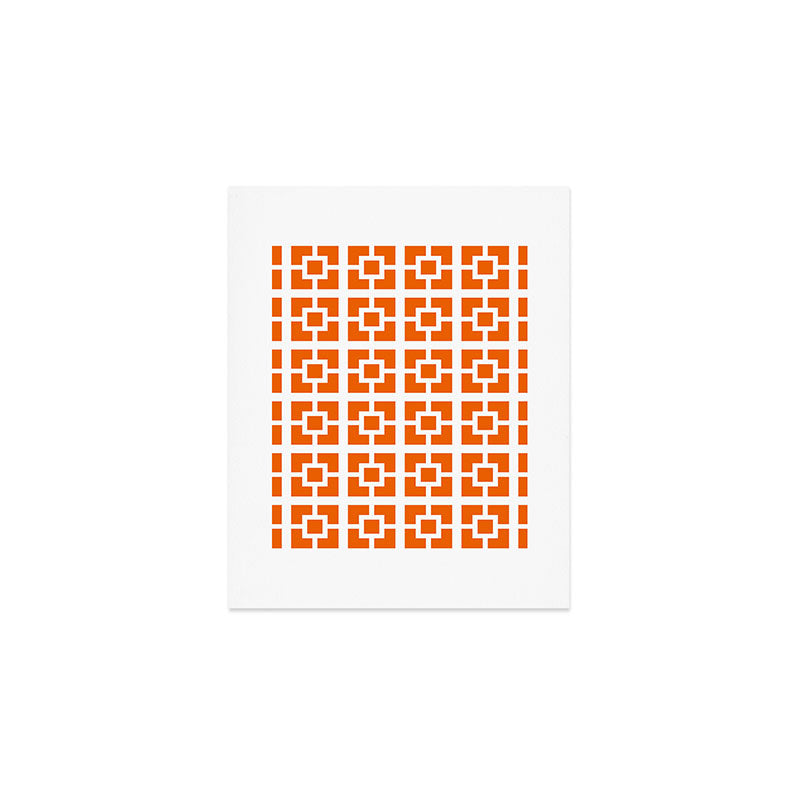 Mid Century Modern Breeze Blocks Orange and White Geometric Pattern Art Print Gallery Image 1