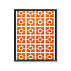 Mid Century Modern Breeze Blocks Orange and White Geometric Pattern Framed Canvas Print Gallery Image 8