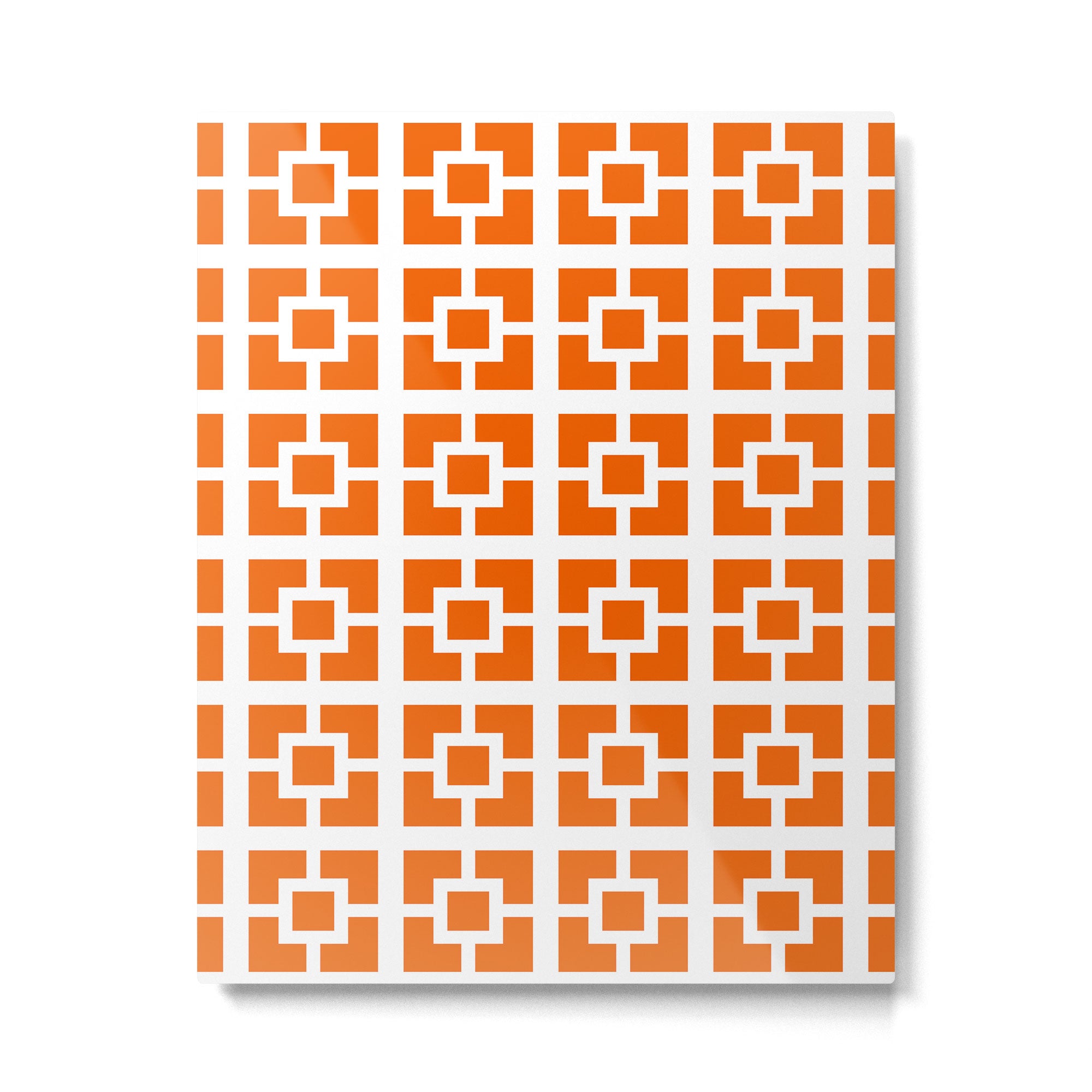 Mid Century Modern Breeze Blocks Orange and White Geometric Pattern Metal Print Gallery Image 6