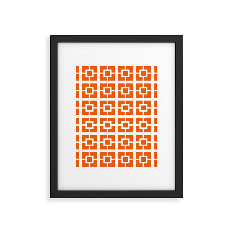 Mid Century Modern Breeze Blocks Orange and White Geometric Pattern Framed Art Print Gallery Image 6