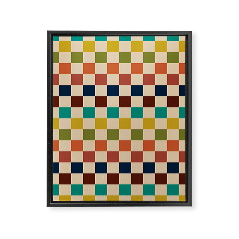 Mid Century Modern Checkerboard Stripes Check Pattern Framed Canvas Print Gallery Image 8