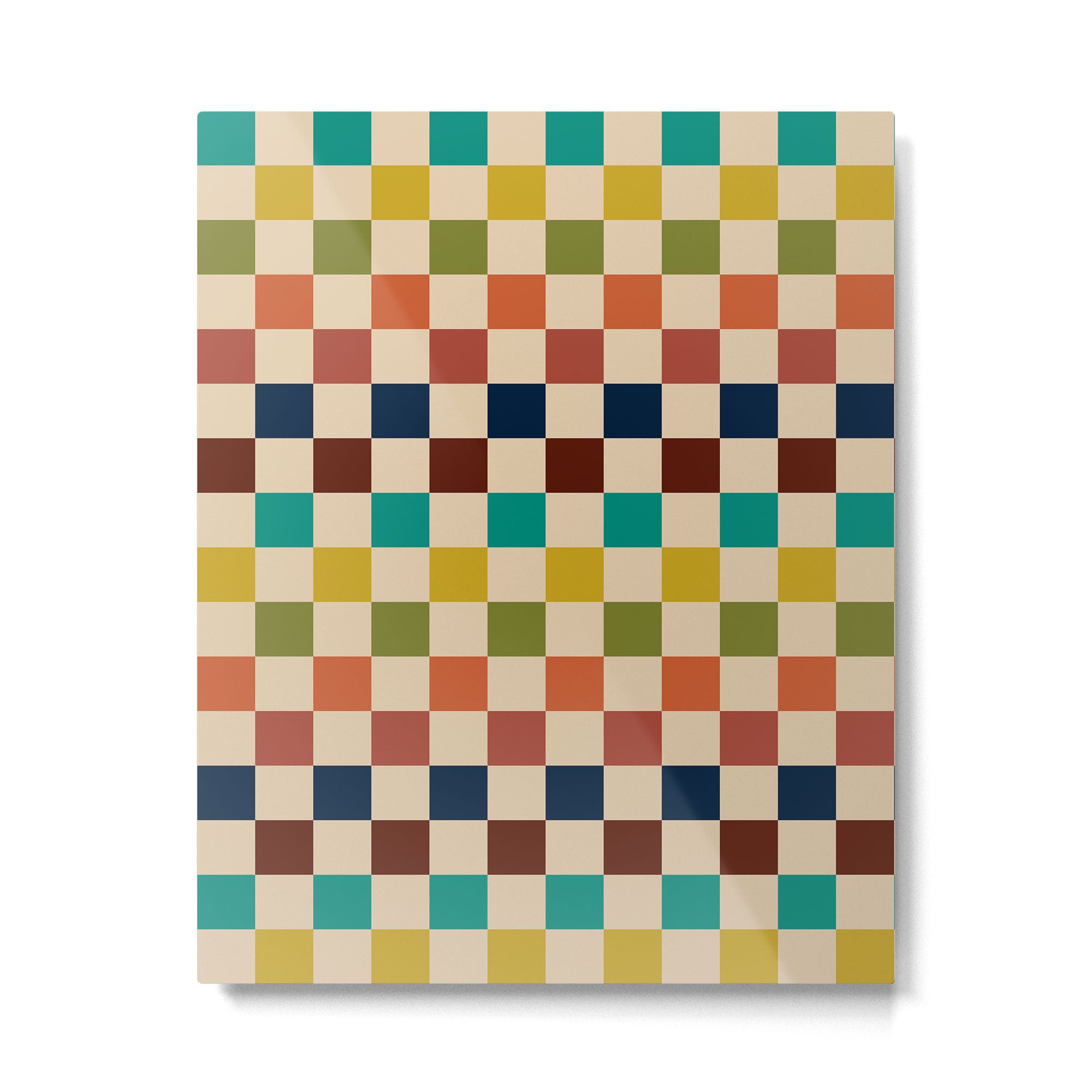 Mid Century Modern Checkerboard Stripes Check Pattern Metal Print Gallery Image 6