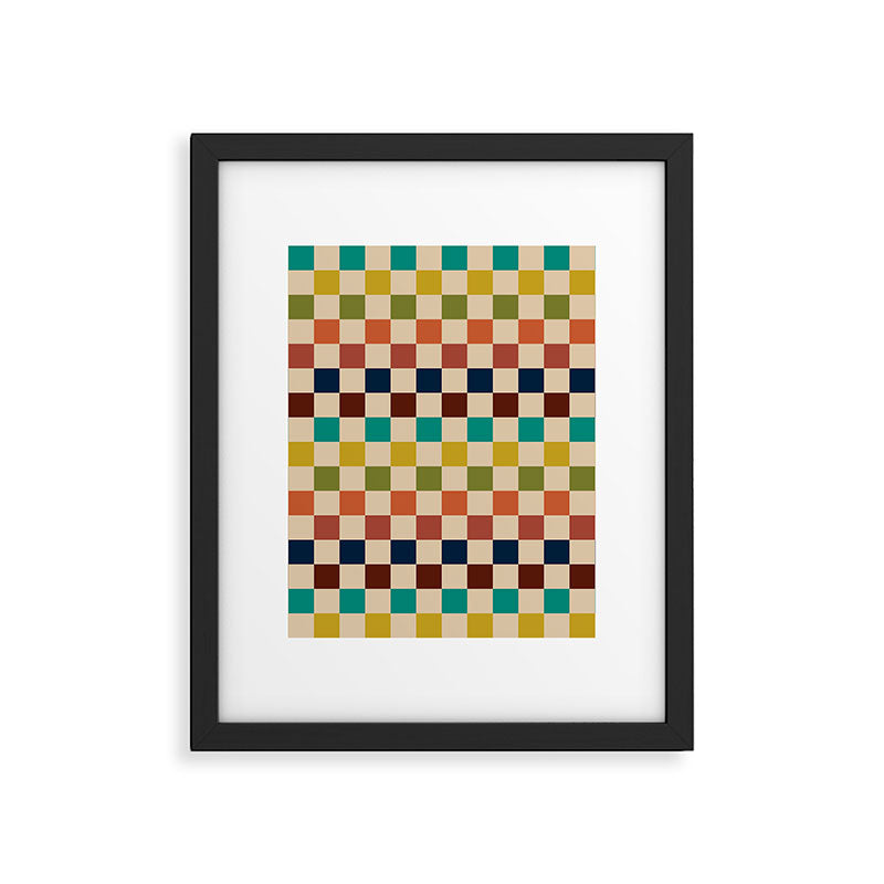 Mid Century Modern Checkerboard Stripes Check Pattern Framed Art Print Gallery Image 6