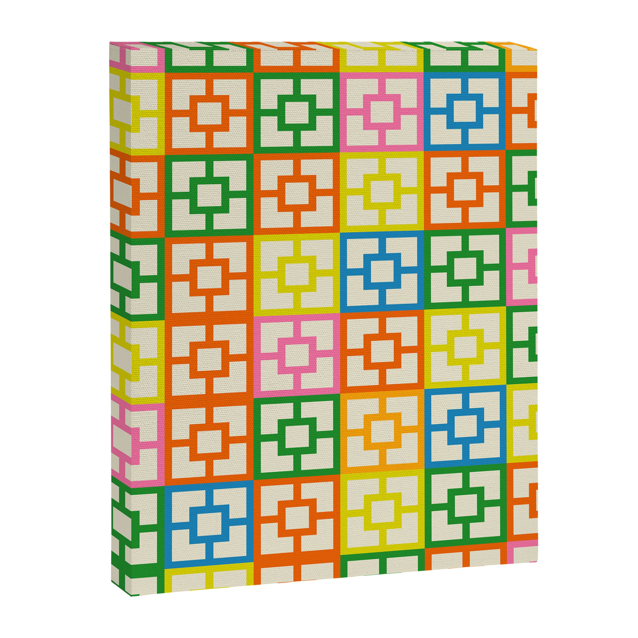 Mid Century Modern Colorful Geometric Breeze Block Pattern Canvas Print Gallery Image 8