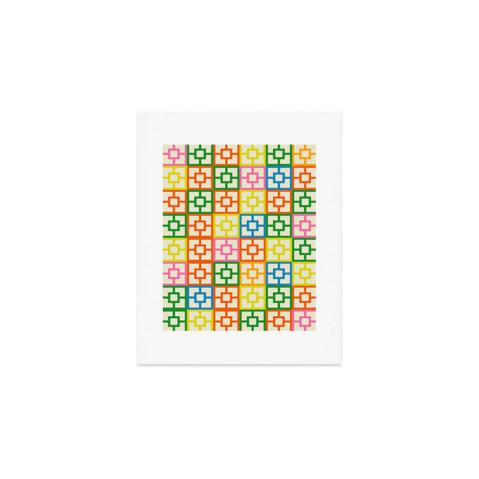 Mid Century Modern Colorful Geometric Breeze Block Pattern Art Print Gallery Image 1