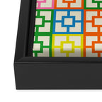 Mid Century Modern Colorful Geometric Breeze Block Pattern Framed Canvas Print Gallery Image 3