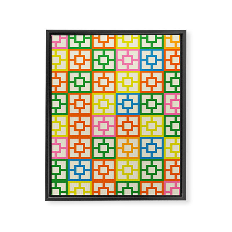 Mid Century Modern Colorful Geometric Breeze Block Pattern Framed Canvas Print Gallery Image 8