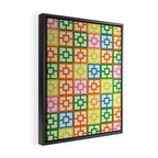 Mid Century Modern Colorful Geometric Breeze Block Pattern Framed Canvas Print Gallery Image 2