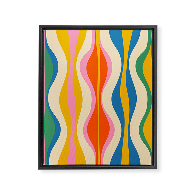 Mid Century Modern Colorful Hourglass Abstract Pattern Framed Canvas Print Gallery Image 6