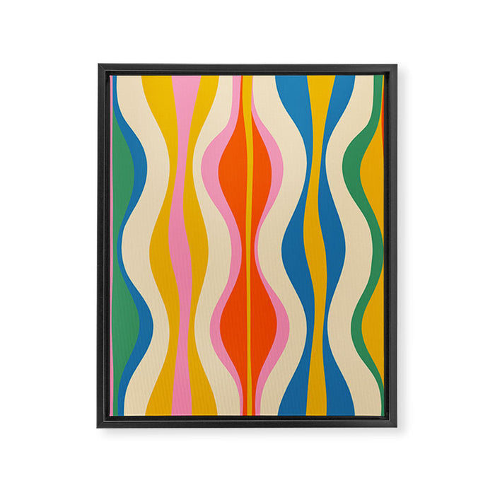 Mid Century Modern Colorful Hourglass Abstract Pattern Framed Canvas Print Gallery Image 1