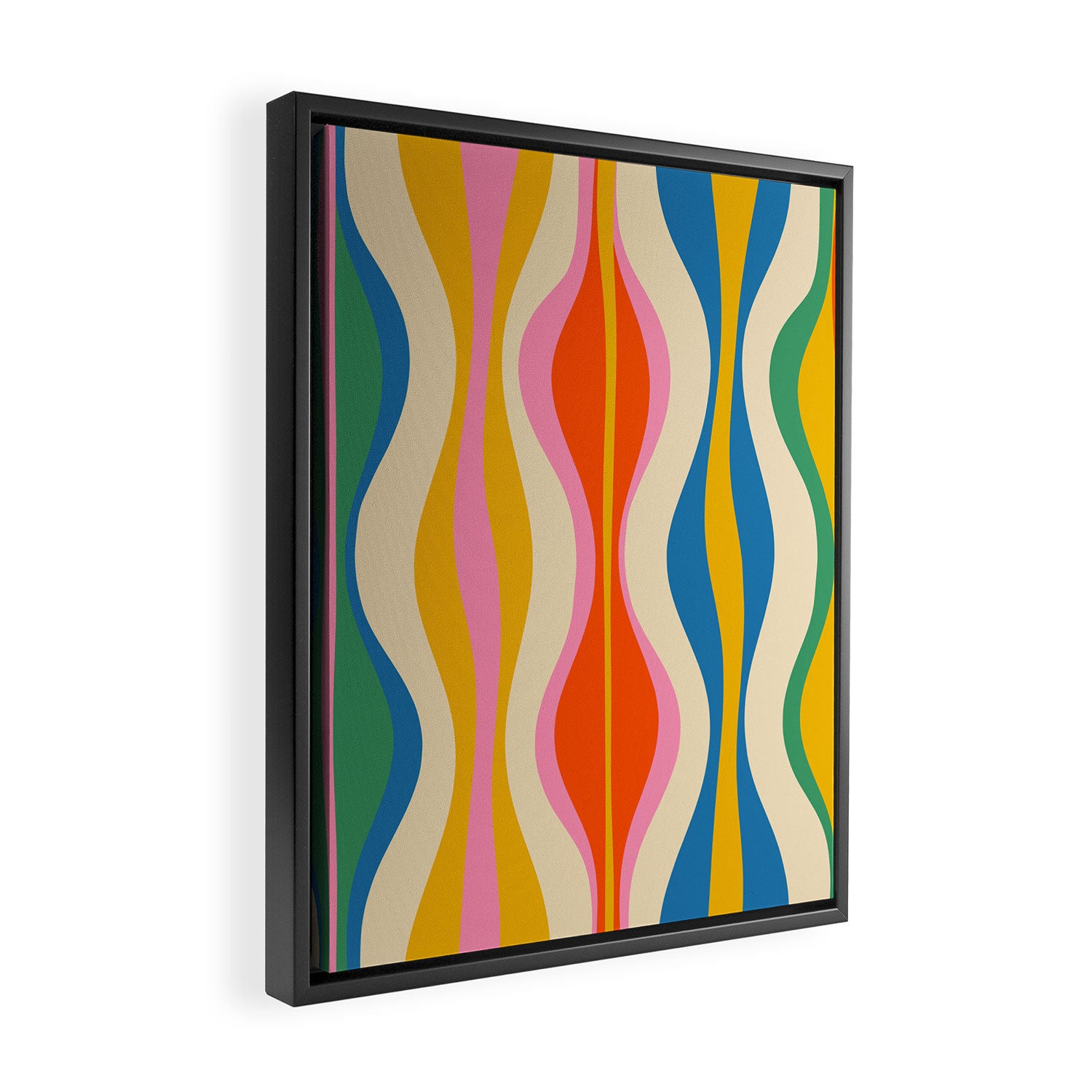 Mid Century Modern Colorful Hourglass Abstract Pattern Framed Canvas Print Gallery Image 2