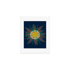 Mid Century Modern Colorful Sunburst Sun on Navy Blue Art Print Gallery Image 1