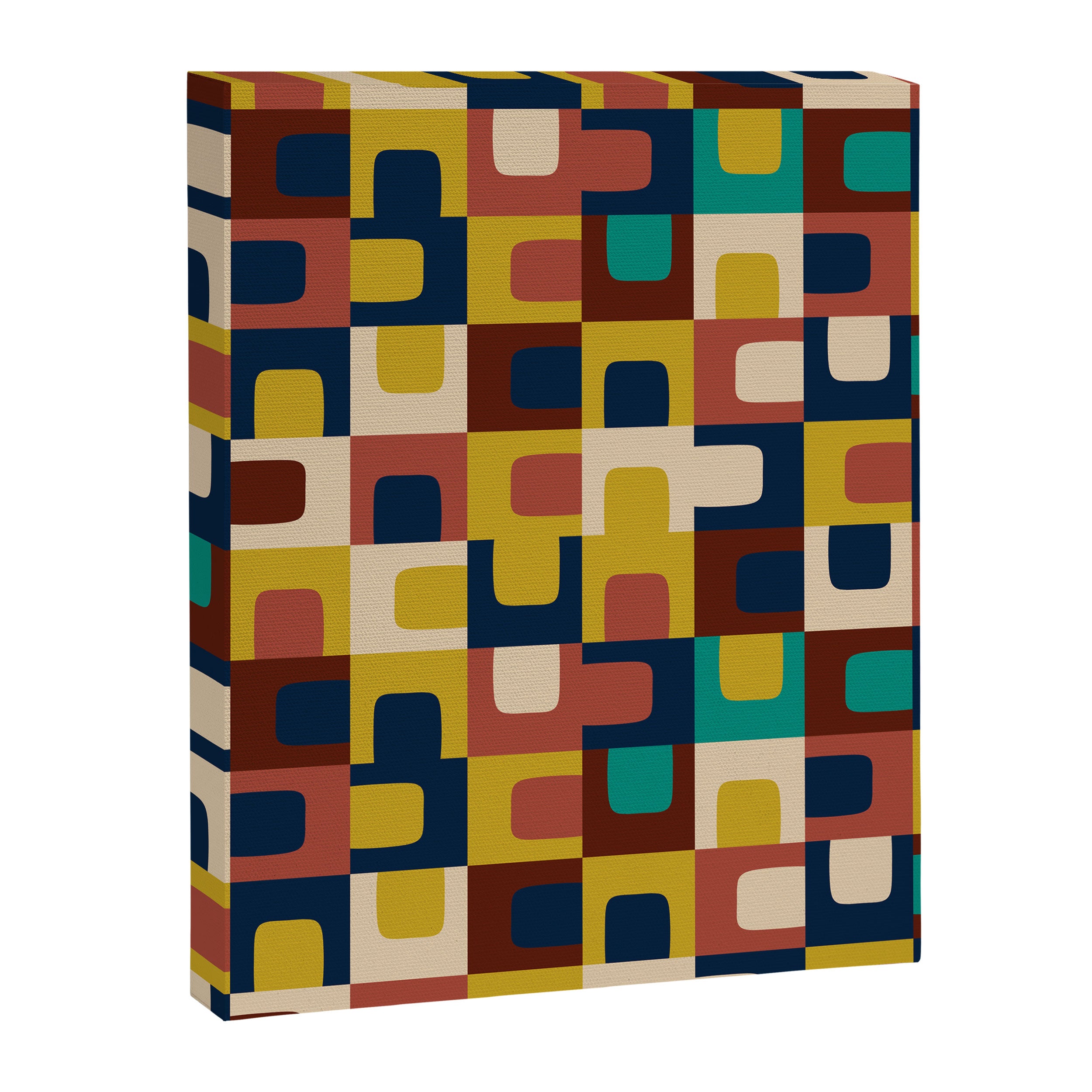 Mid Century Modern Concordance Blue Rust Mustard Geometric Pattern Canvas Print Gallery Image 8