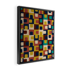 Mid Century Modern Concordance Blue Rust Mustard Geometric Pattern Framed Canvas Print Gallery Image 2