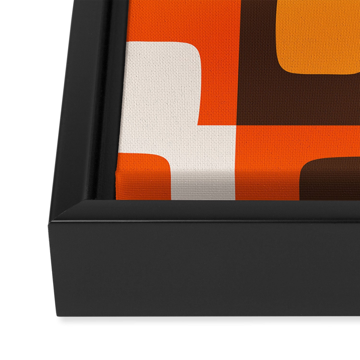 Mid Century Modern Concordance Retro Geometric Pattern in 70s Brown and Orange 2 Framed Canvas Print Gallery Image 3