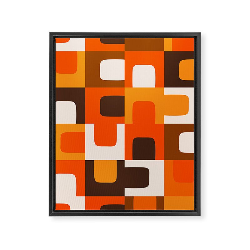 Mid Century Modern Concordance Retro Geometric Pattern in 70s Brown and Orange 2 Framed Canvas Print Gallery Image 8