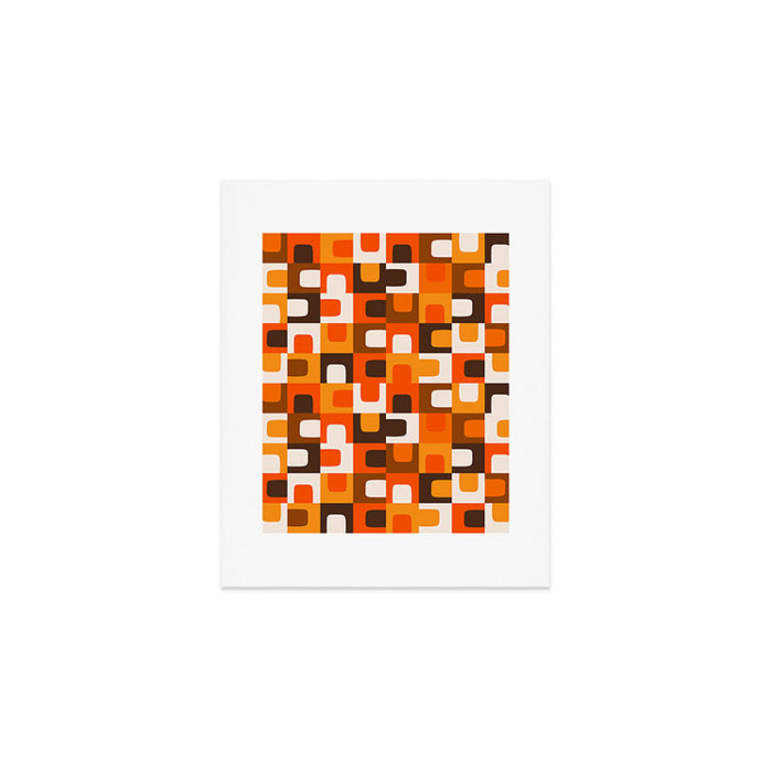 Mid Century Modern Concordance Retro Geometric Pattern in 70s Brown and Orange Art Print Gallery Image 1