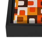 Mid Century Modern Concordance Retro Geometric Pattern in 70s Brown and Orange Framed Canvas Print Gallery Image 3