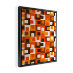 Mid Century Modern Concordance Retro Geometric Pattern in 70s Brown and Orange Framed Canvas Print Gallery Image 2