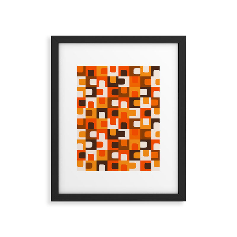 Mid Century Modern Concordance Retro Geometric Pattern in 70s Brown and Orange Framed Art Print Gallery Image 6