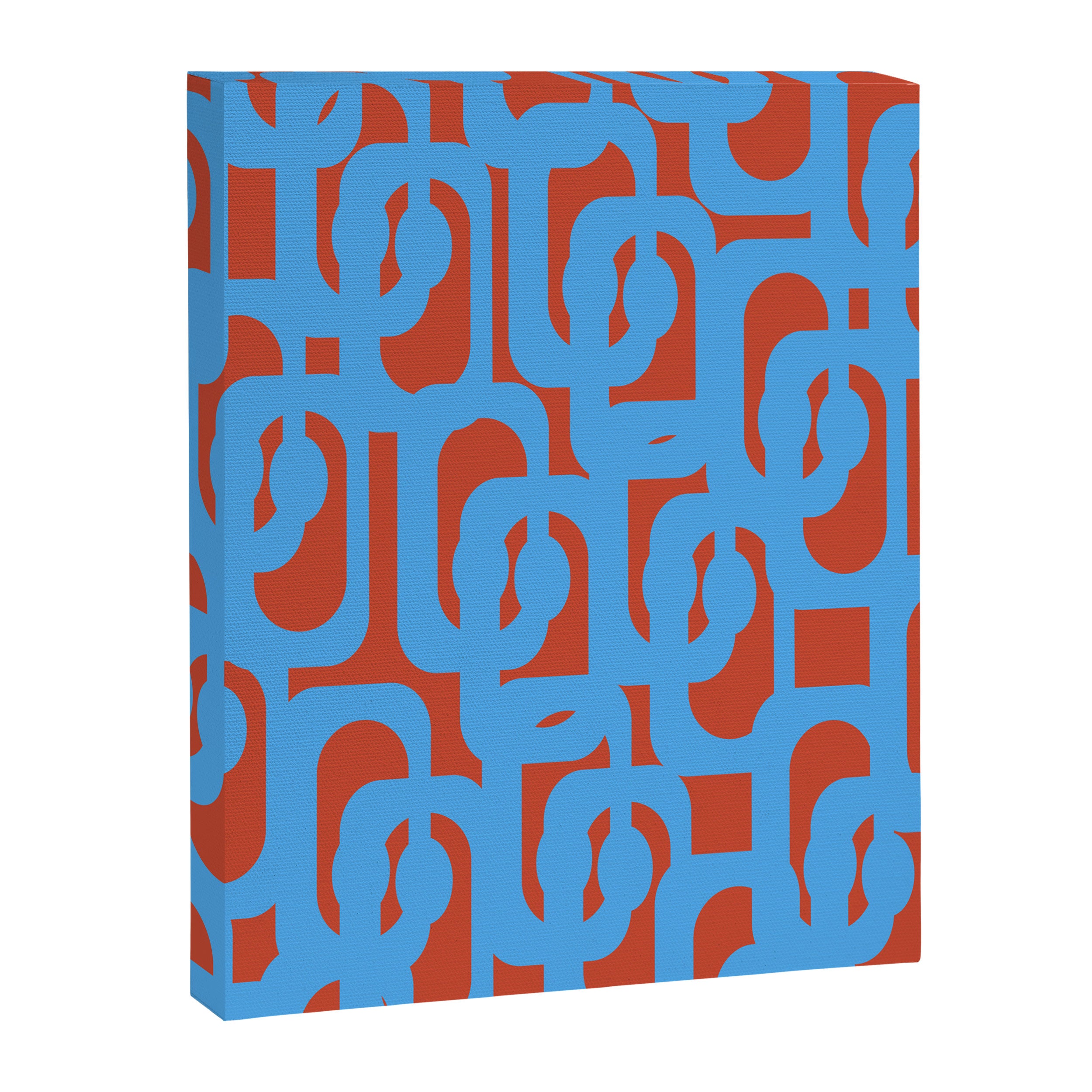 Mid Century Modern Contemporary Loop Pattern Blue and Red Canvas Print Gallery Image 8