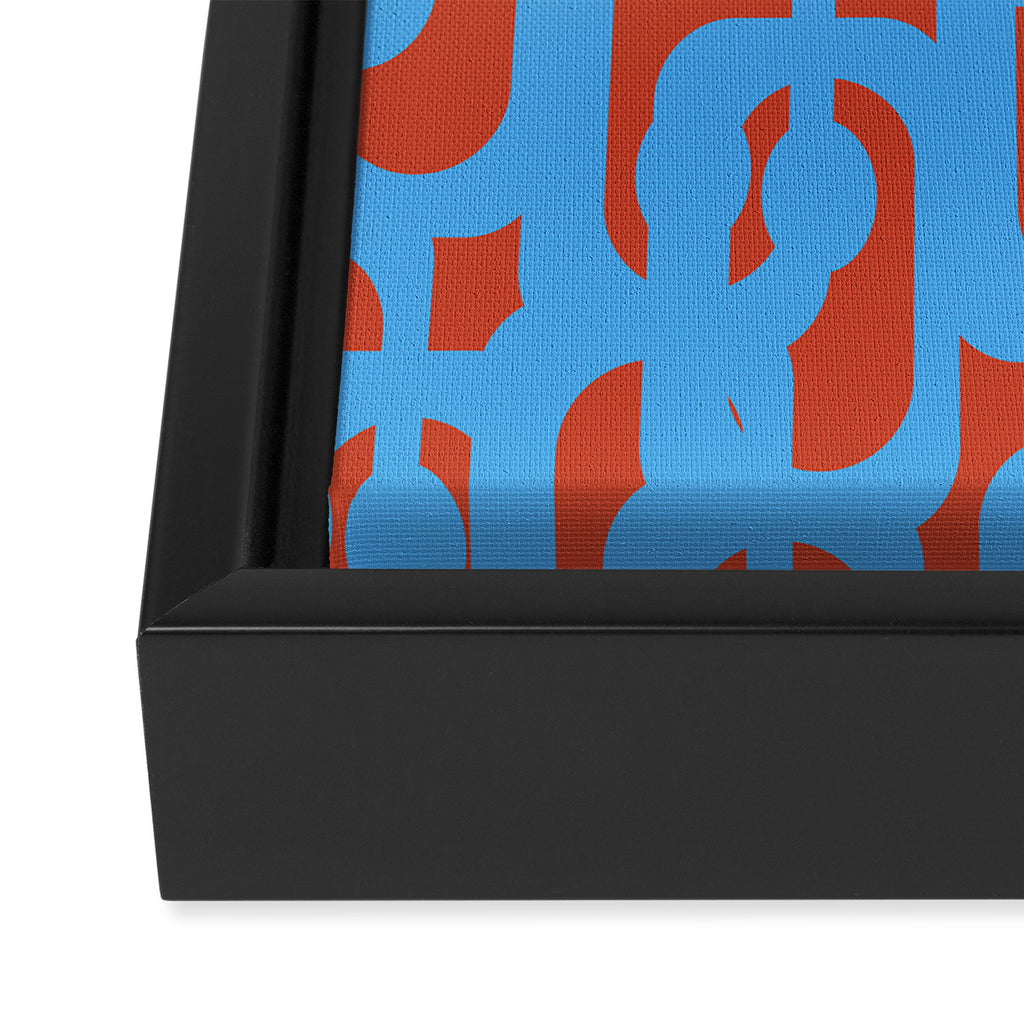 Mid Century Modern Contemporary Loop Pattern Blue and Red Framed Canvas Print Gallery Image 3