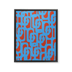 Mid Century Modern Contemporary Loop Pattern Blue and Red Framed Canvas Print Gallery Image 8