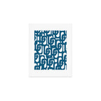 Mid Century Modern Contemporary Loop Pattern in Blue and White Art Print Gallery Image 1