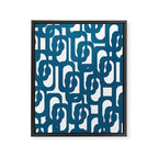 Mid Century Modern Contemporary Loop Pattern in Blue and White Framed Canvas Print Gallery Image 8