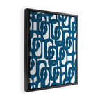 Mid Century Modern Contemporary Loop Pattern in Blue and White Framed Canvas Print Gallery Image 2
