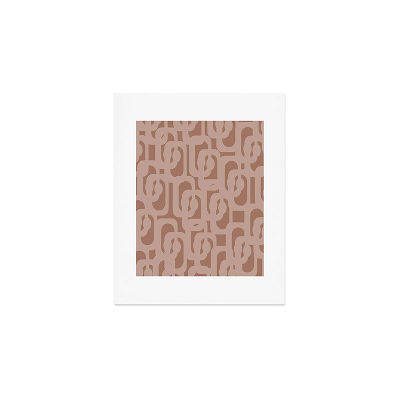 Mid Century Modern Contemporary Loop Pattern in Double Mocha Brown Art Print Gallery Image 1