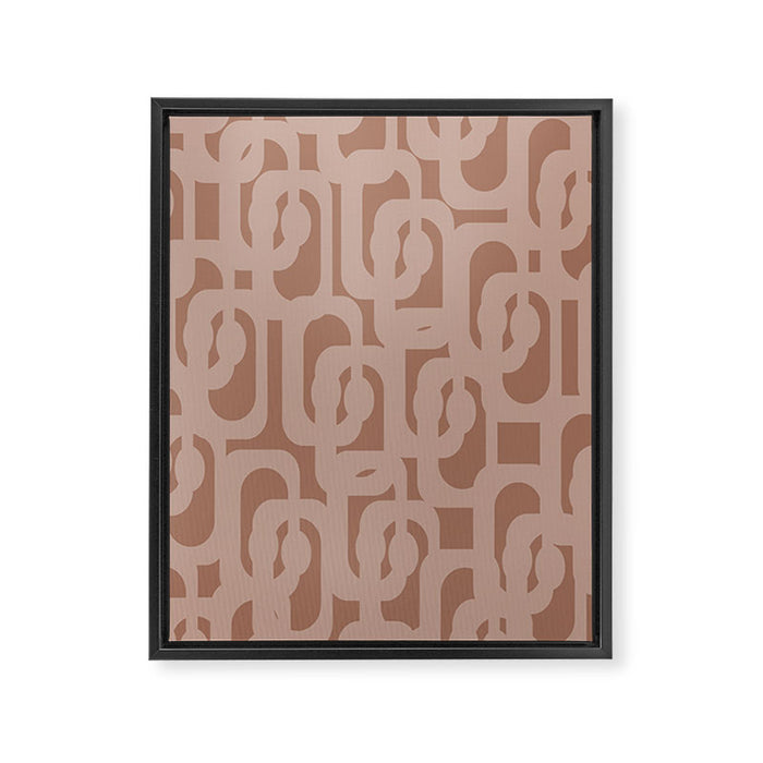 Mid Century Modern Contemporary Loop Pattern in Double Mocha Brown Framed Canvas Print Gallery Image 1
