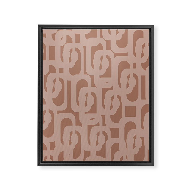 Mid Century Modern Contemporary Loop Pattern in Double Mocha Brown Framed Canvas Print Gallery Image 8