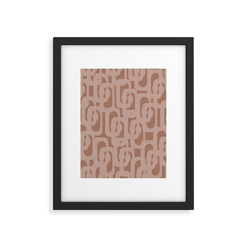 Mid Century Modern Contemporary Loop Pattern in Double Mocha Brown Framed Art Print Gallery Image 6