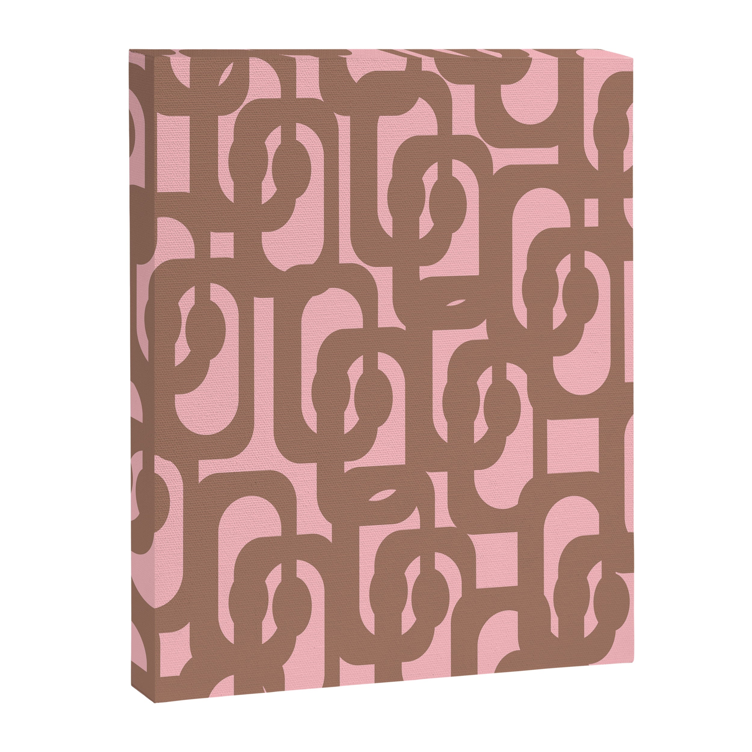 Mid Century Modern Contemporary Loop Pattern in Mocha Brown and Pink Canvas Print Gallery Image 8