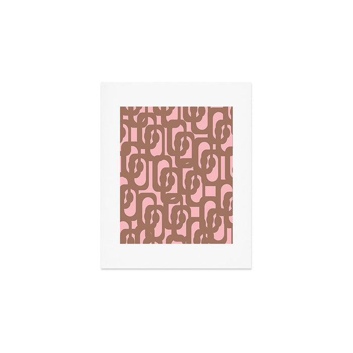 Mid Century Modern Contemporary Loop Pattern in Mocha Brown and Pink Art Print Gallery Image 1