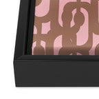 Mid Century Modern Contemporary Loop Pattern in Mocha Brown and Pink Framed Canvas Print Gallery Image 3