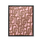 Mid Century Modern Contemporary Loop Pattern in Mocha Brown and Pink Framed Canvas Print Gallery Image 8