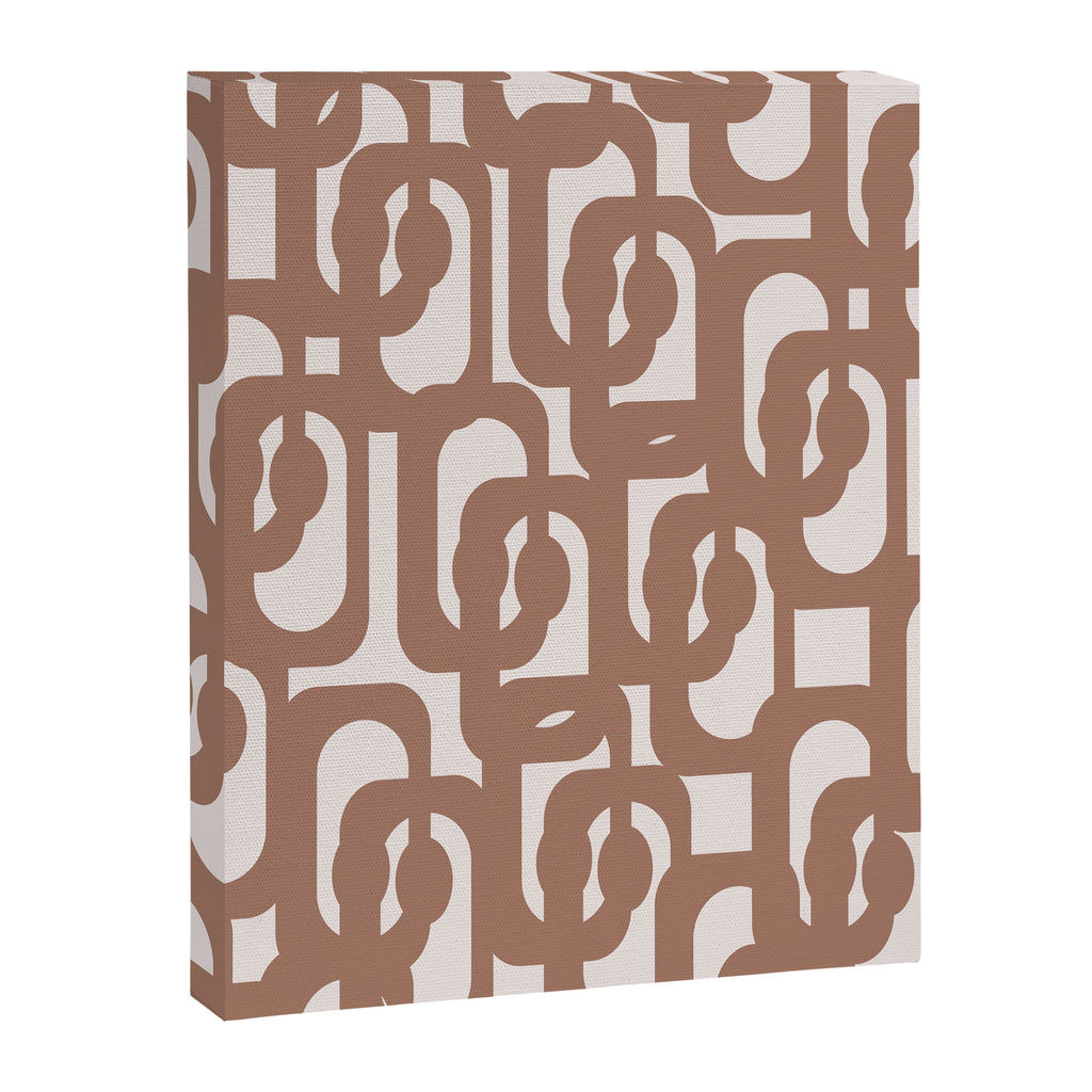Mid Century Modern Contemporary Loop Pattern in Mocha Brown Canvas Print Gallery Image 8